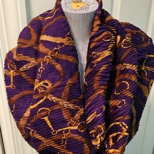 Purple & Gold Textured Infinity Scarf